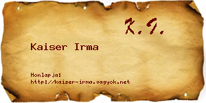 Kaiser Irma névjegykártya